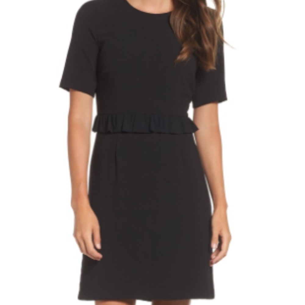 Charles Henry Ruffle Crepe Sheath Dress